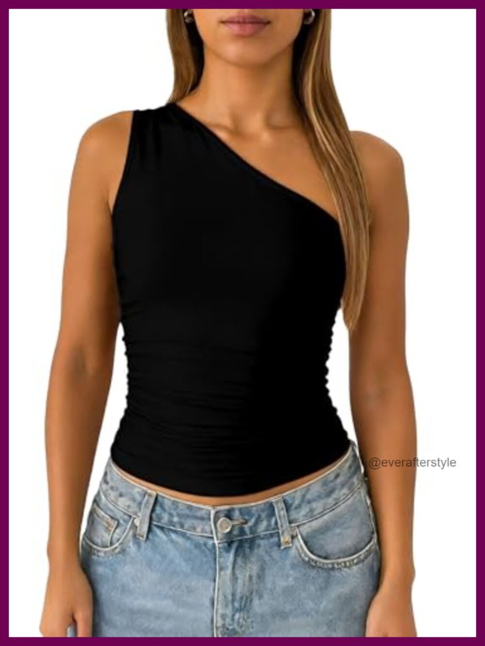 One Shoulder Ruched Sleeveless Double Lined Y2K Summer Tank Top